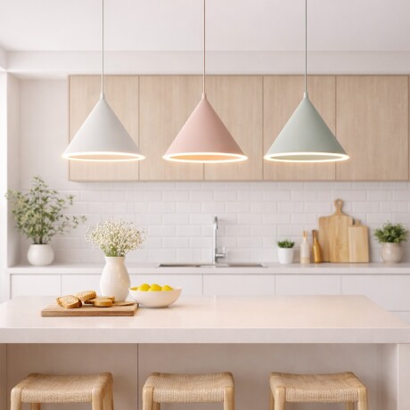 Luminaria Led integrada Cónica 32cm 18w Verde claro