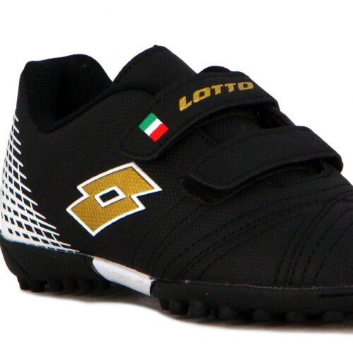 Champ.NiñoFutbol 5 C/Velc.Lotto 25-28 Negro/blanco