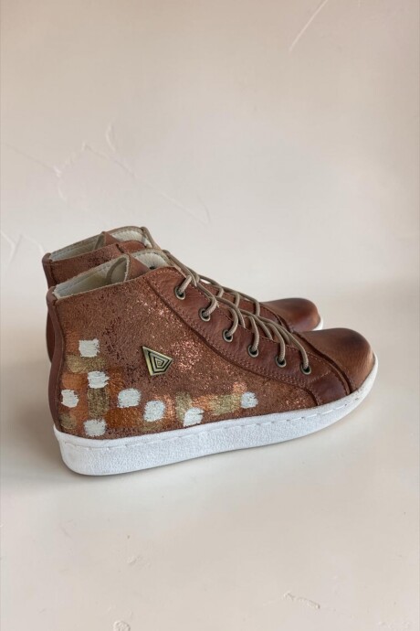 Bota Daria Terra Jaspeado Cobre Con Arte Pintado A Mano Bota Daria Terra Jaspeado Cobre Con Arte Pintado A Mano