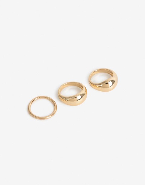 Sets Anillos Strass Anillo Set Metal - Dorado