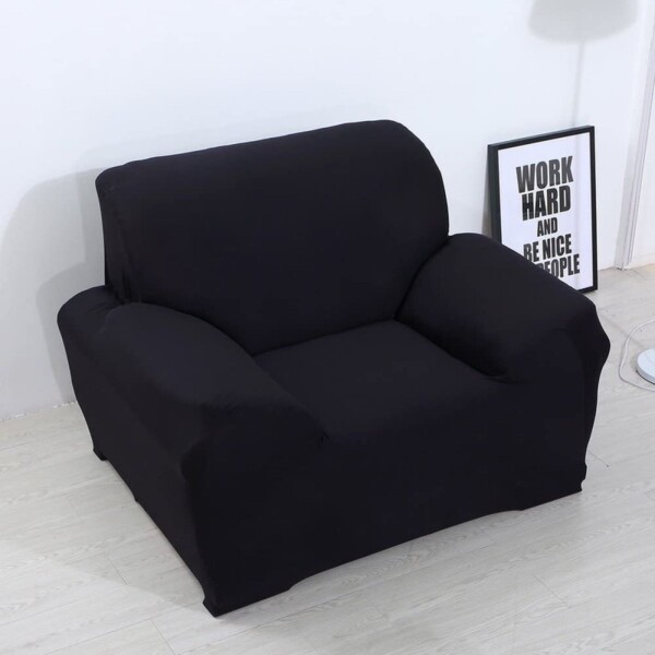 Pack X2 Funda Forro Cubre Sillon Sofa 1 Cuerpo Elastizada Color Variante Negro