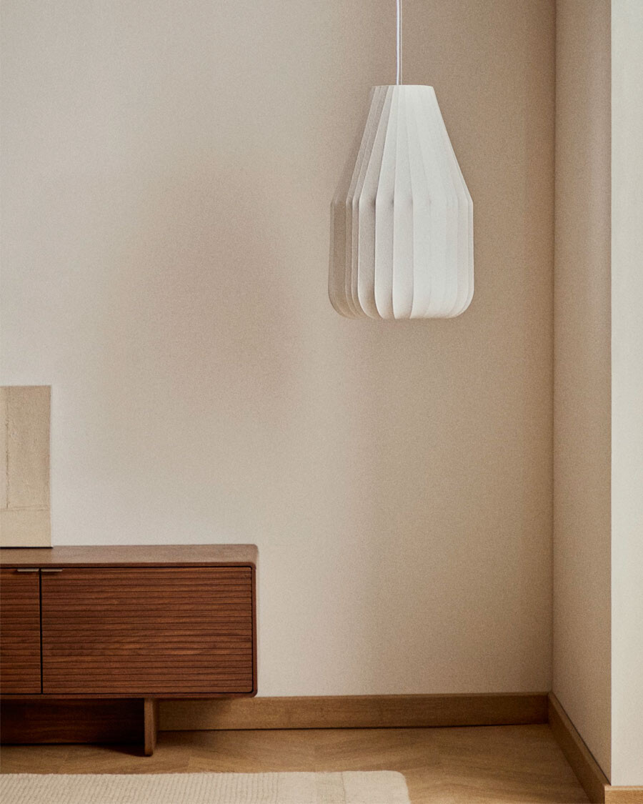 Lámpara de techo Somar de fibras sintéticas y varillas de acero Ø30 cm