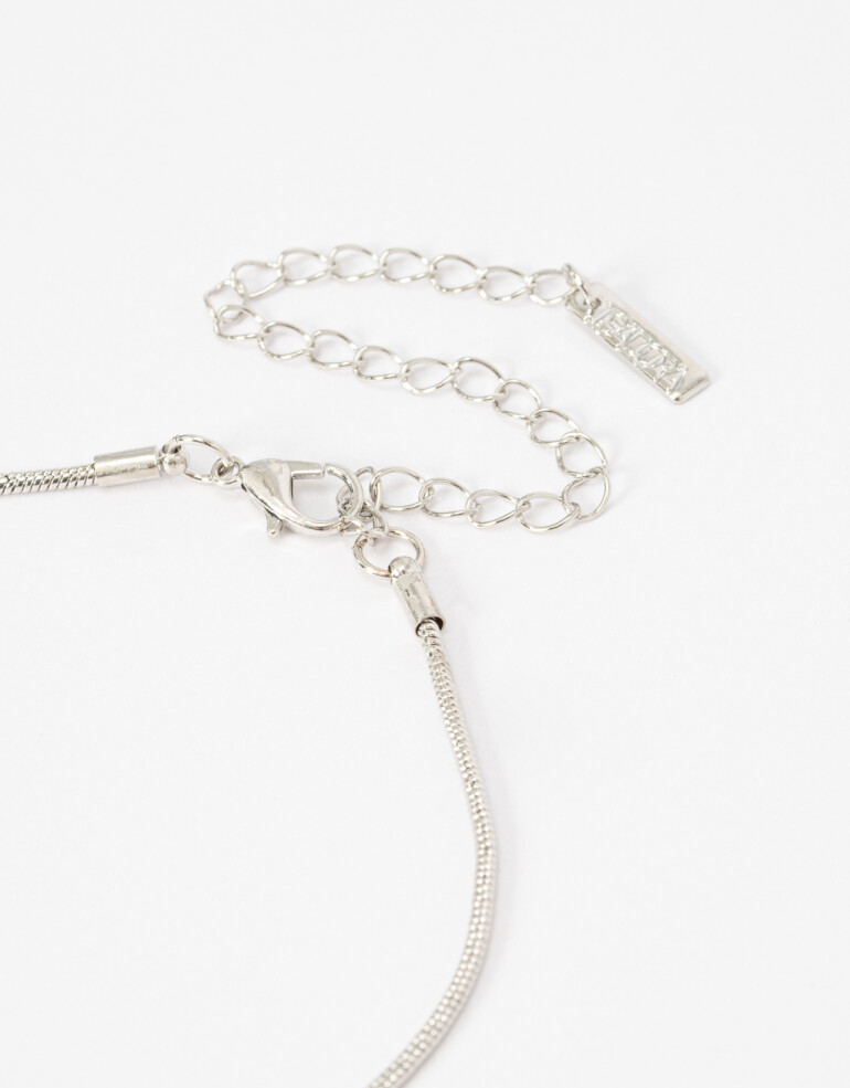 Cadena Corta con Dije Metal Collar Con Dije Corazón. - Plateado Rodio