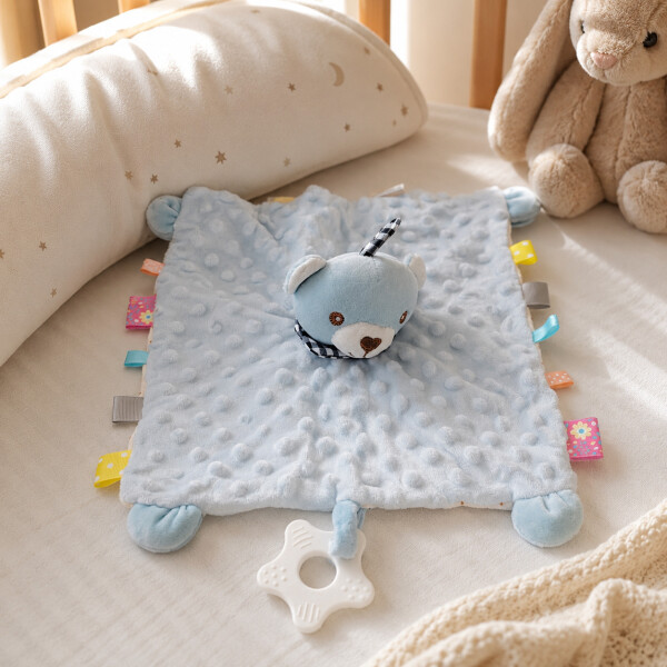 Peluche Manta de Apego Sensorial con Mordillo Hipopótamo Color Azul