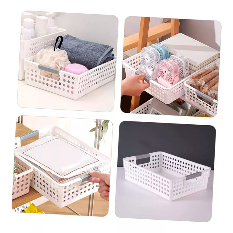 Cesto Organizador calado con asas 35 x 26 x 8.5 cm BLANCO