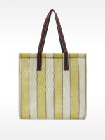Bolso Shopper De Rejilla Con Rayas verde