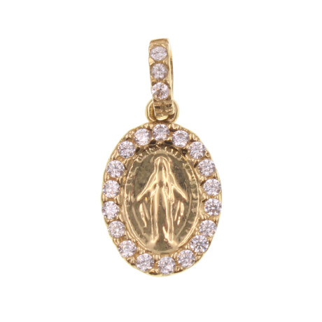 Medalla religiosa Milagrosa de oro 18k y circonias Medalla religiosa Milagrosa de oro 18k y circonias