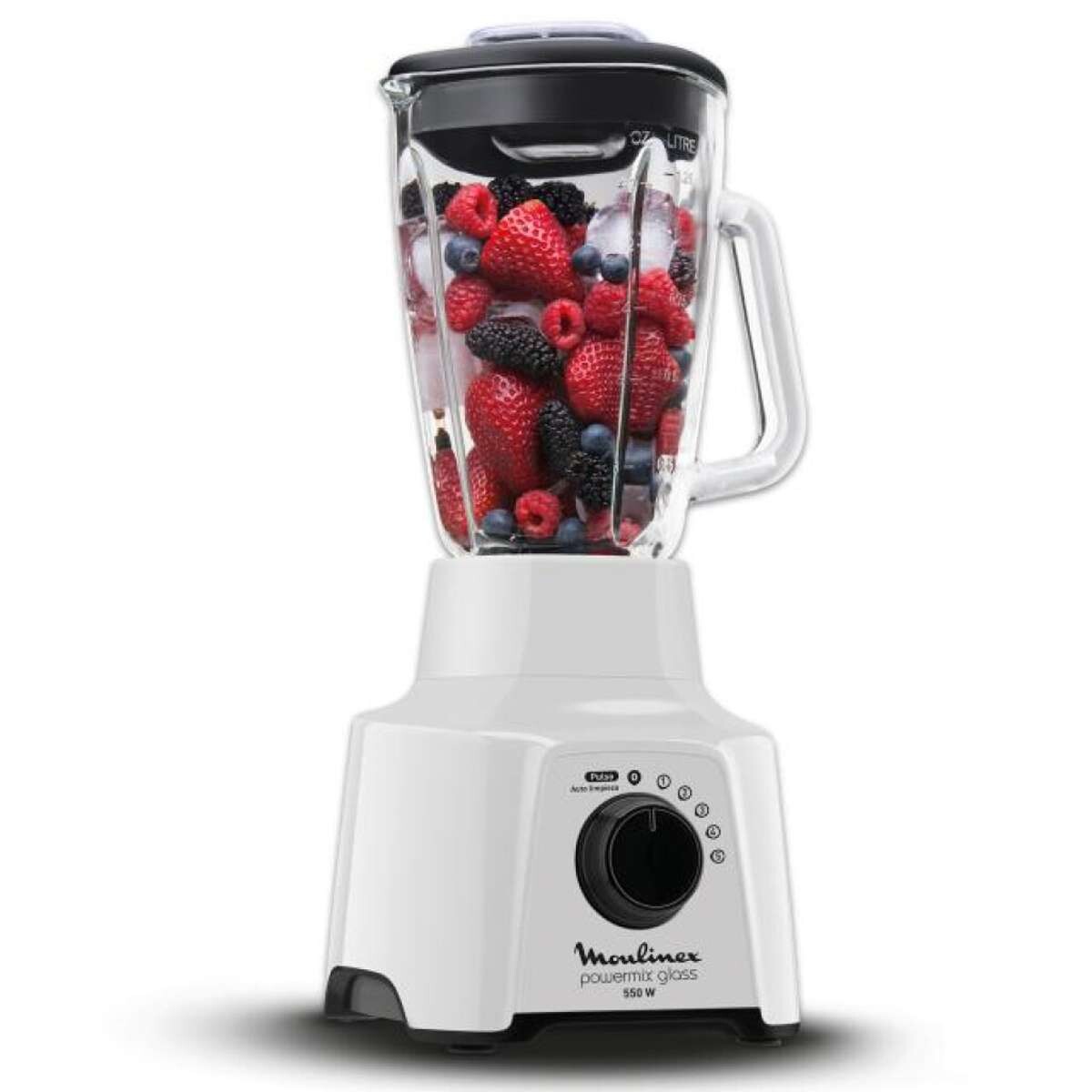 Licuadora Con Jarra De Vidrio Moulinex Powermix 5 Velocidades - Color Blanco 