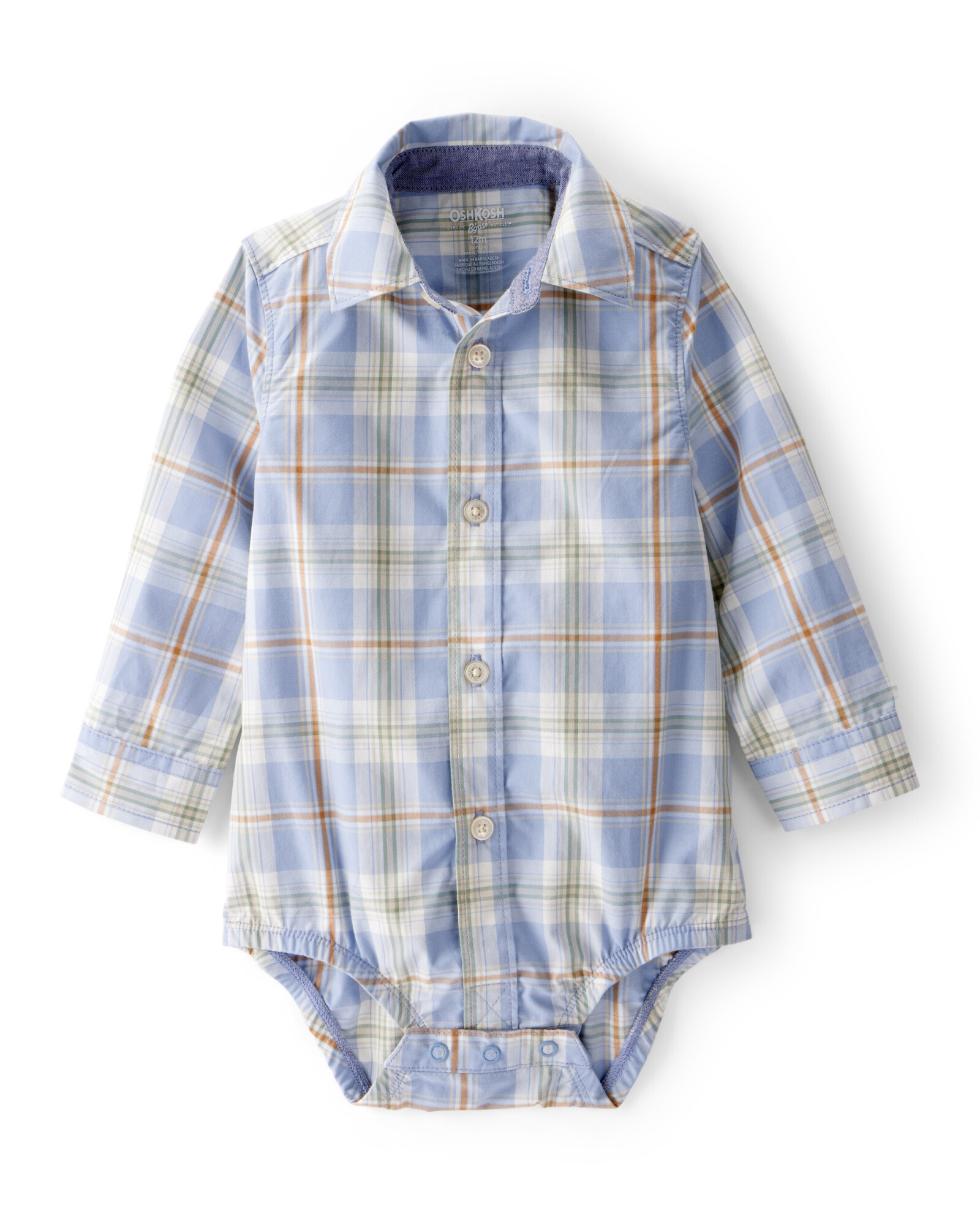 Body de popelina, tipo camisa, diseño a cuadros Sin color