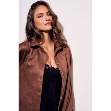 Camisa Gamuza Cuero Vegano Chocolate