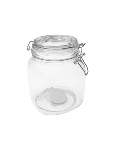 RECIPIENTE VIDRIO SEMICUADRADO 1000ML TAPA BROCHE 11x11x15.5CM RECIPIENTE VIDRIO SEMICUADRADO 1000ML TAPA BROCHE 11x11x15.5CM