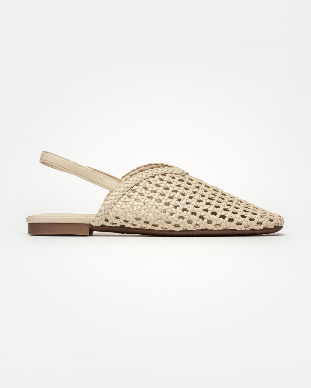 Mule Perla en efecto cuero liso Natural