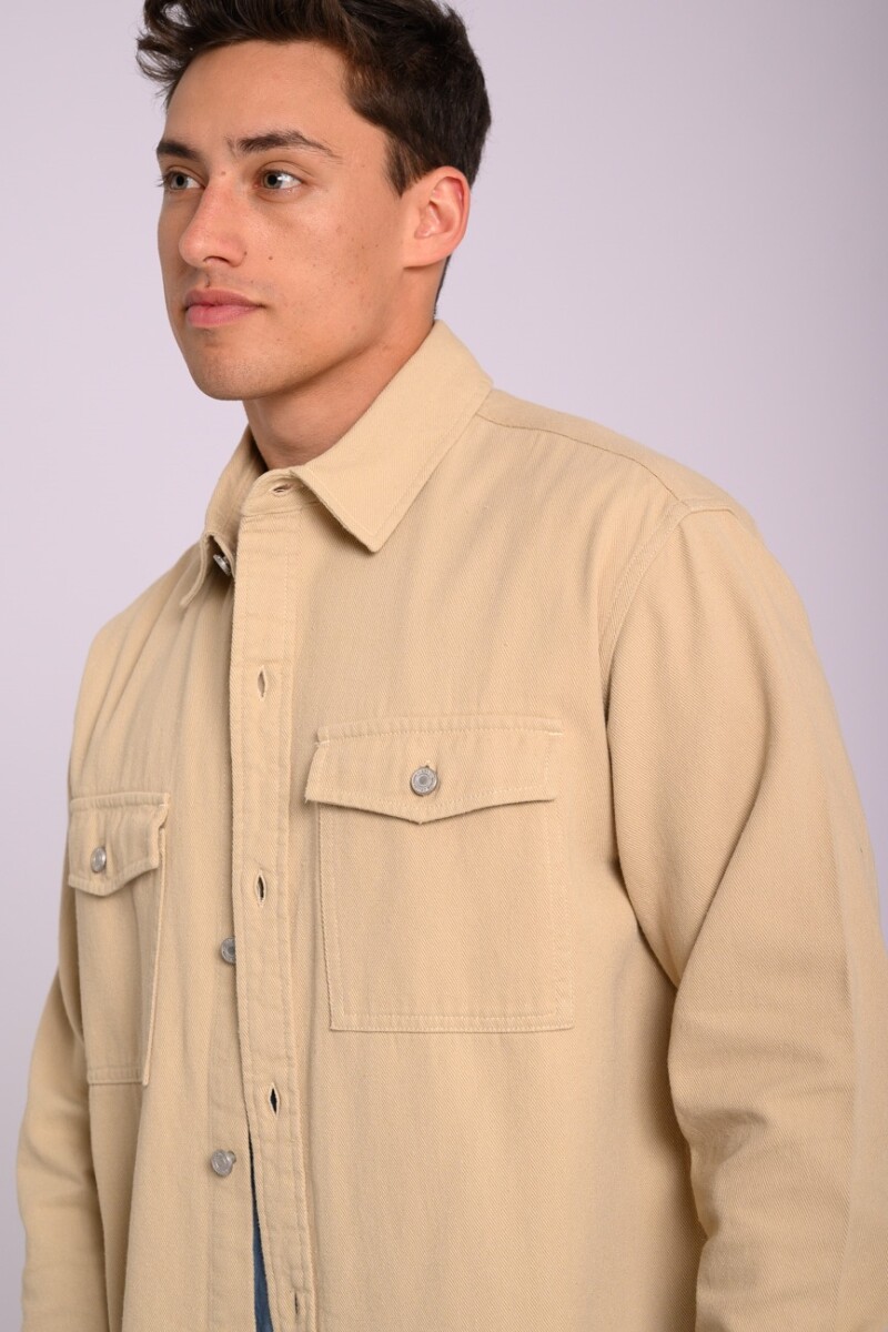 Sobrecamisa de gabardina Beige