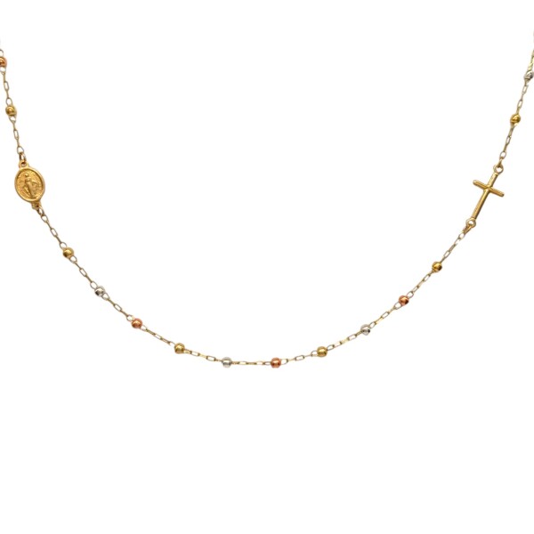 Conjunto Virgen Milagrosa-Oro bajo-Sin piedra-CJ8004 Sinpiedra