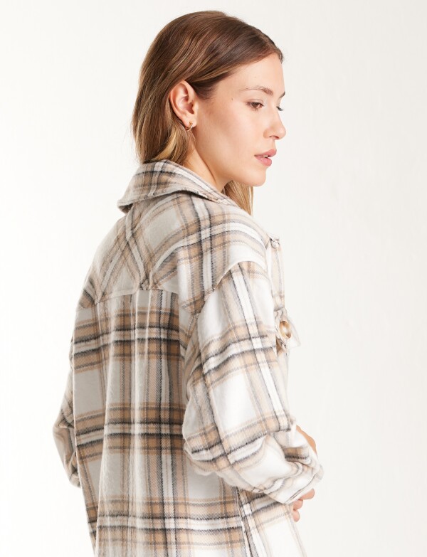 Sobrecamisa Larga Cuadros MULTI/BEIGE