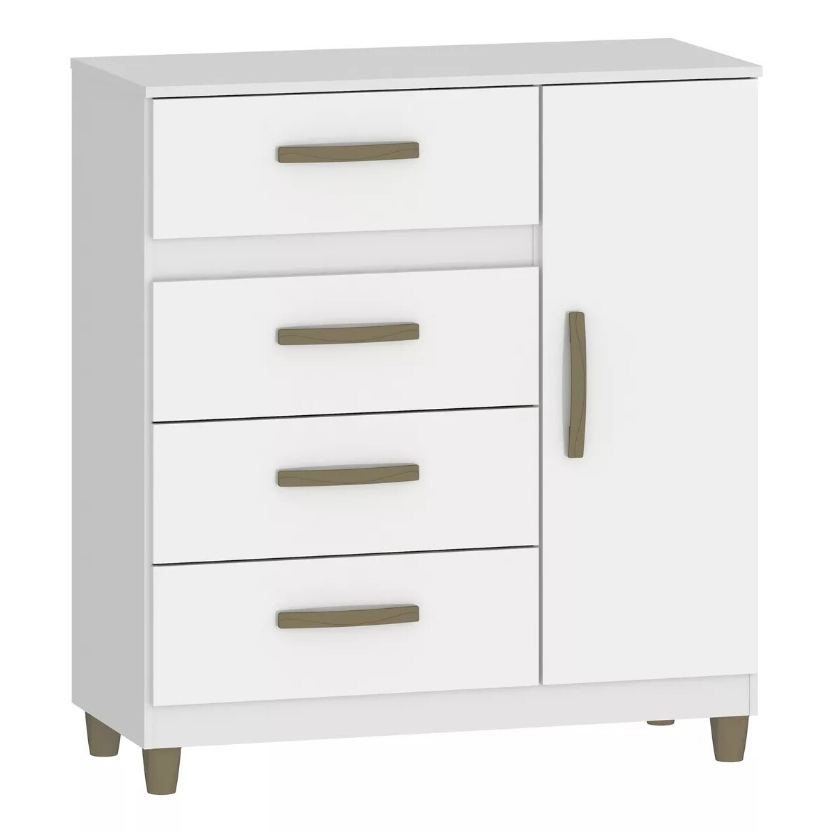 CÓMODA CAJONERA GUARDARROPA 4 CAJONES 1 PUERTA - BLANCO 