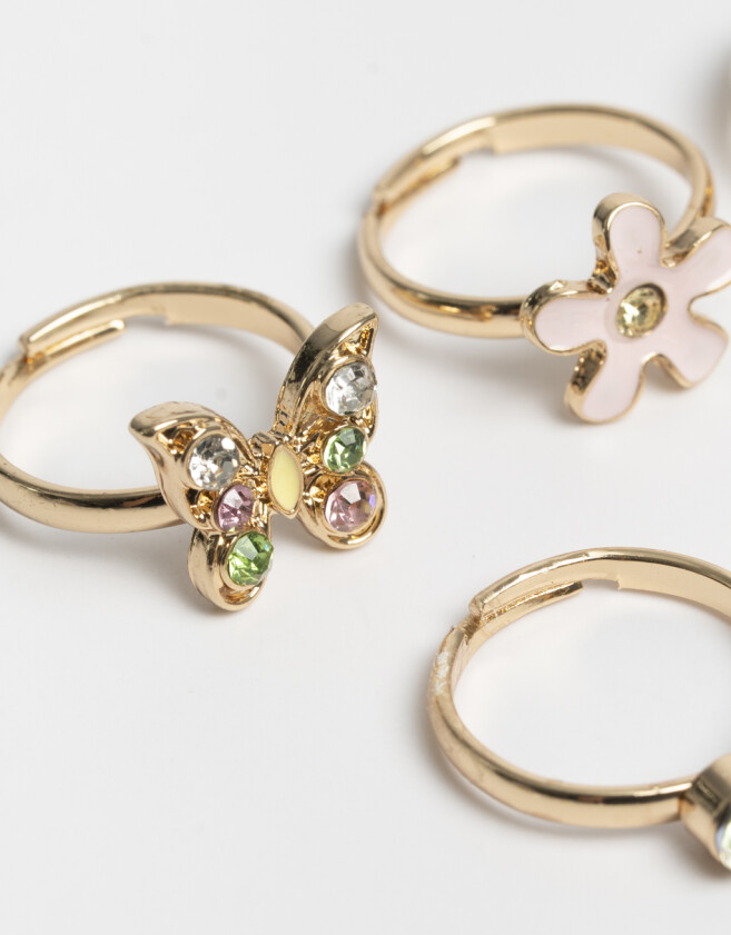 Anillos Infantiles Con corazón Set De Anillos Infantiles - Dorado