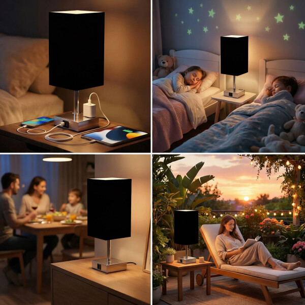 Lámpara de Mesa Touch IMBACK IBK-ILU013 | Con USB-C, USB-A y Enchufes | Moderna y Funcional Negro Lámpara de Mesa Touch IMBACK IBK-ILU013 | Con USB-C, USB-A y Enchufes | Moderna y Funcional Negro