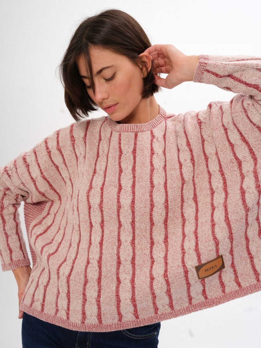 Sweater Oceano Crop - Crudo/Bordeaux 