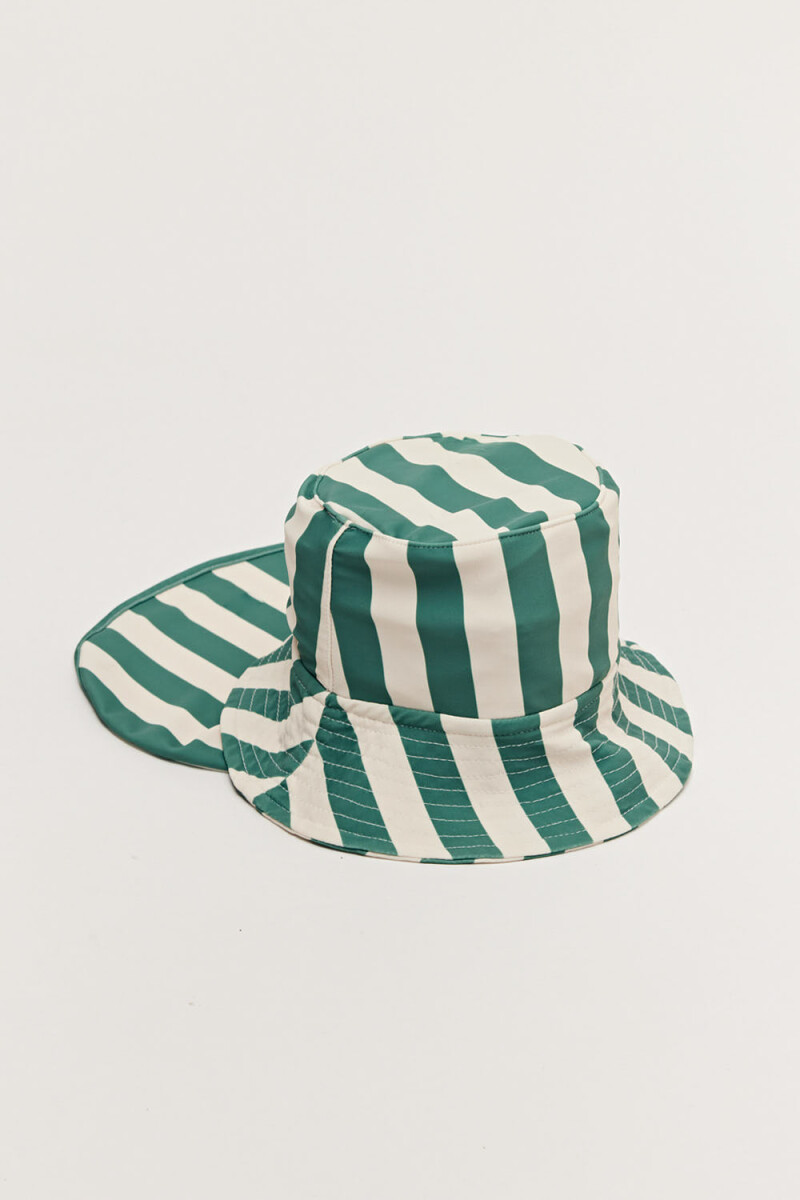 Gorro UV Rayas - Verde Y Crudo 