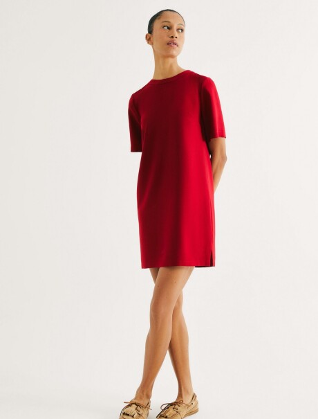 VESTIDO CORTO DE CREPÉ DE VISCOSA ROJO
