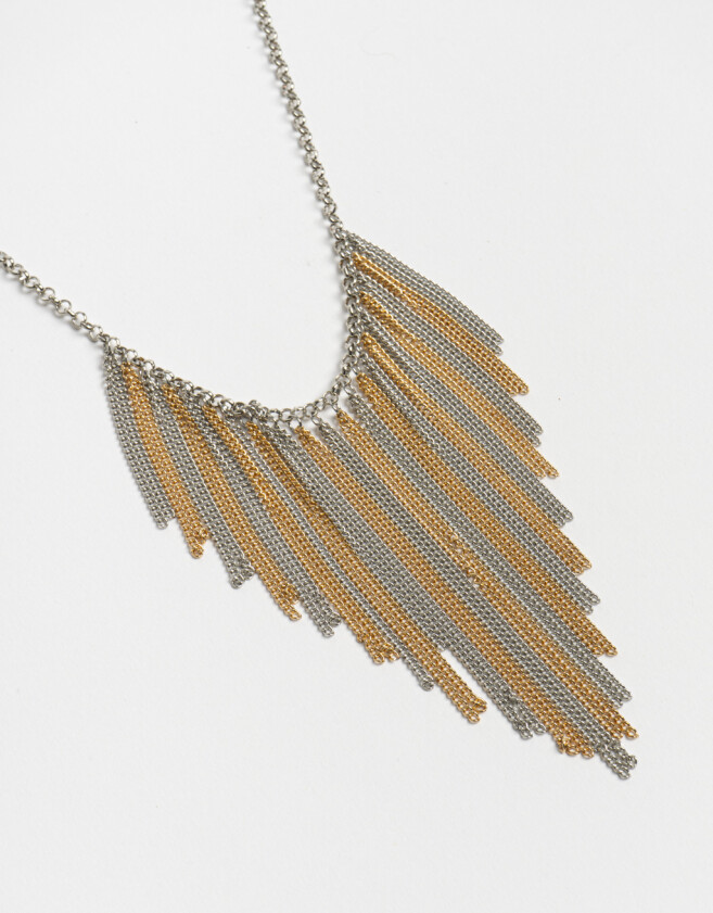 Collares Largos Metal Collar Largo Con Cadenas - Combinacion Bicolor