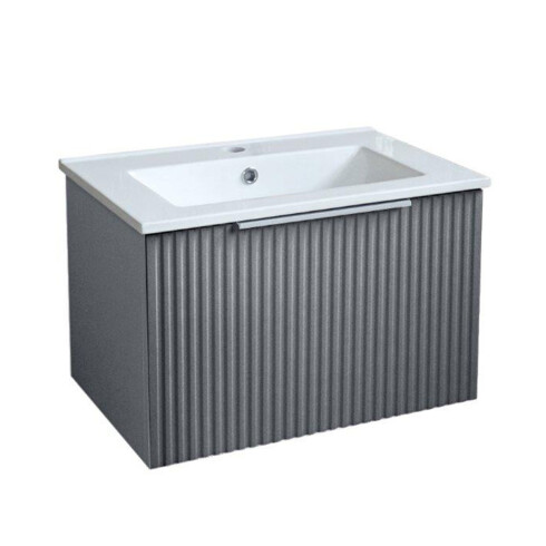 MUEBLE BARTOLI EN MDF LAQUEADO GRIS MATE C/ CAJON Y BACHA 61 x 39.5 x 38 cm GAMAS DE GRIS