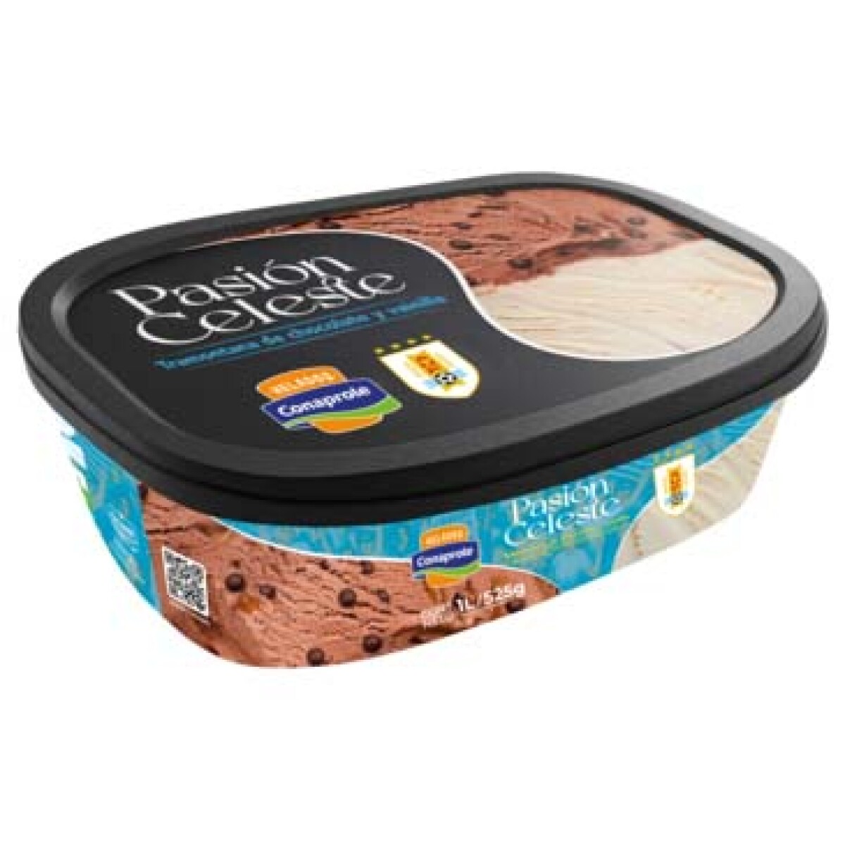 Helado Pasión Celeste Tramontana de Chocolate y Vainilla 1Lt Conaprole 
