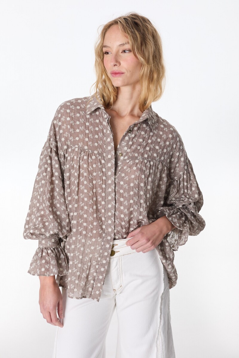 Camisa Gaia Marron Broderie