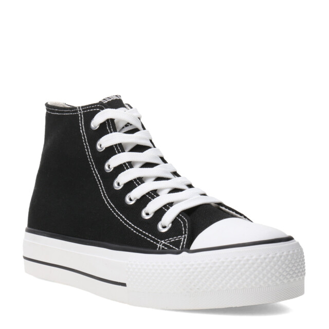 Championes MissCarol Track Tipo Bota Acordonado Con Plataforma Femenino Negro