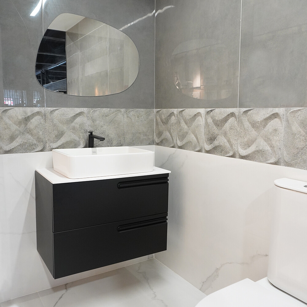 MUEBLE DE BAÑO ECONIC 80 CM NEGRO MATE CON ENCIMERA Mueble De Baño Econic 80 Cm Negro Mate Con Encimera