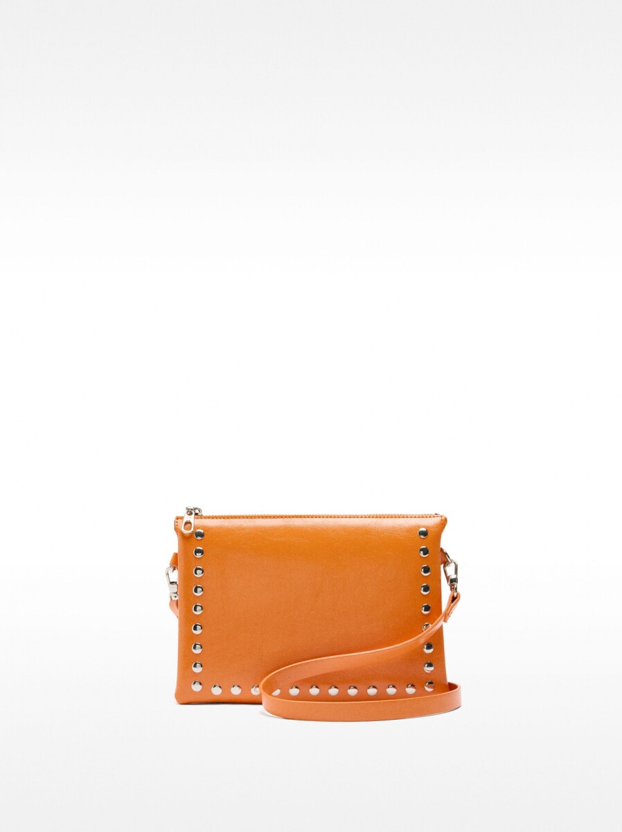 Bolso Bandolera Doble Con Tachuelas - naranja 