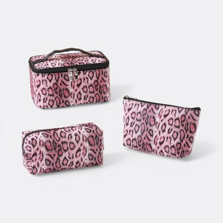 Pack Neceser Diseño Animal Print Incluye Tres Tamaños Rosa