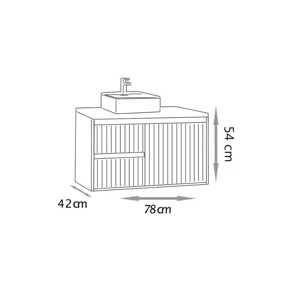 Mueble de baño suspendido Clarice 78 cm Negro/Catedral sin bacha Mueble De Baño Suspendido Clarice 78 Cm Negro/catedral Sin Bacha