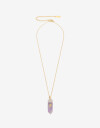 Cadena Corta con Dije Piedras Collar De Acero Con Piedra Amatista - Dorado
