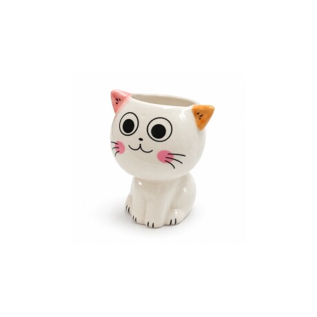 Maceta de cerámica gato con bigotes Blanco