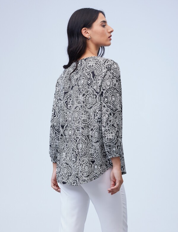 Blusa Keyhole NEGRO/BLANCO