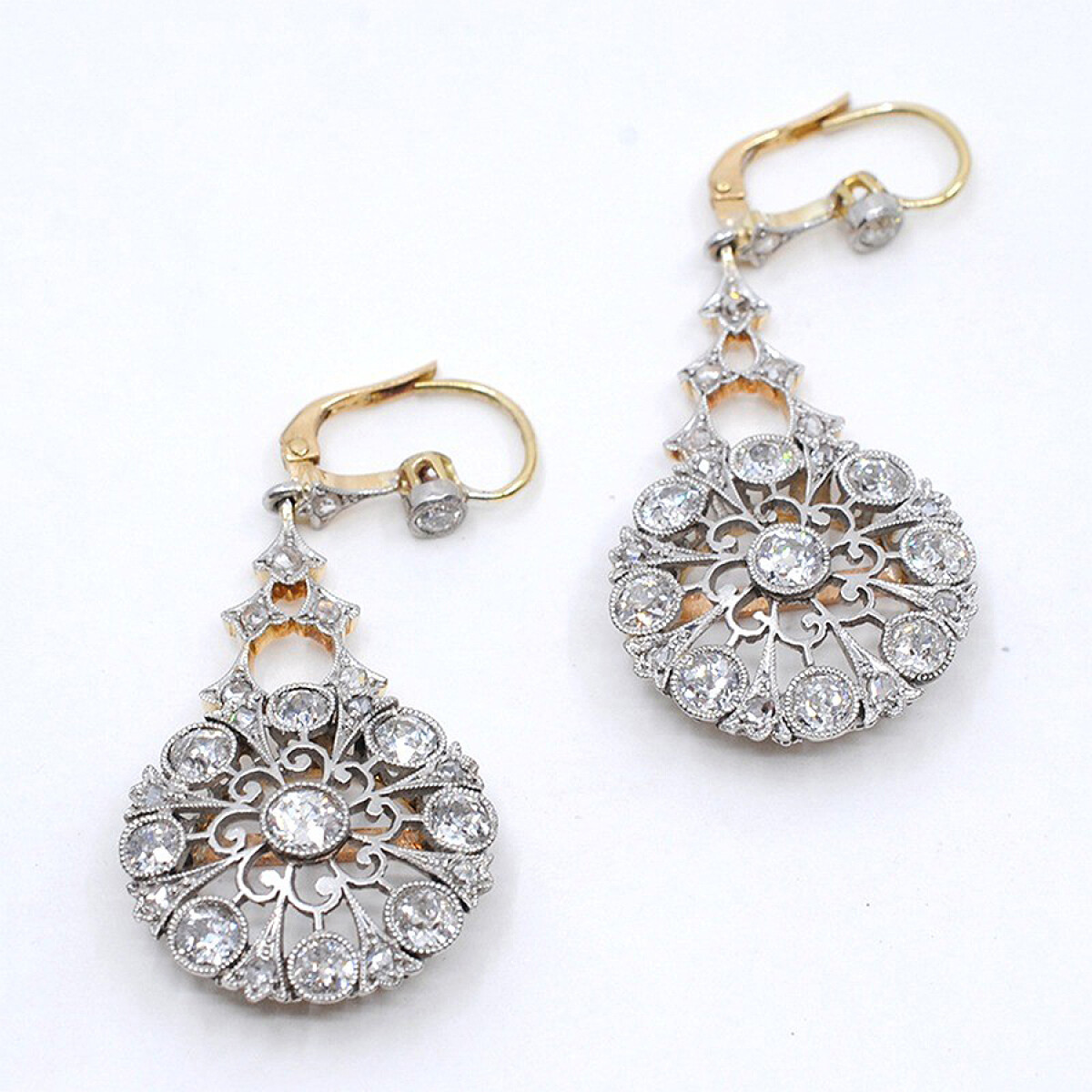 Caravanas En Oro 18K, Platino Con Brilliantes Y Diamantes 