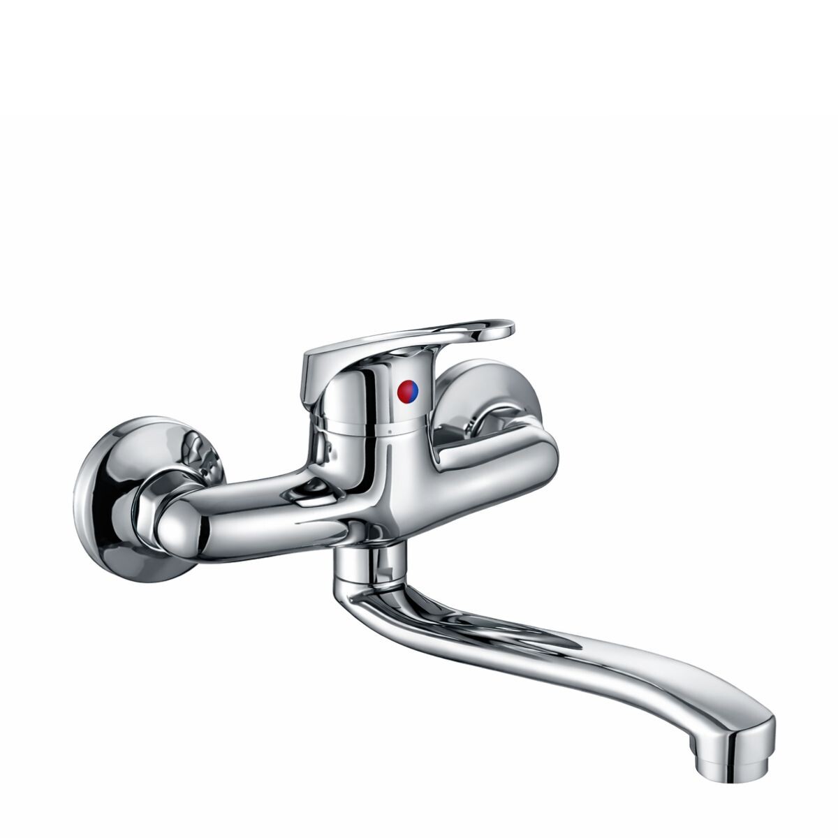 Grifería De Cocina Monocomando De Pared Golf Pico Bajo Gris 