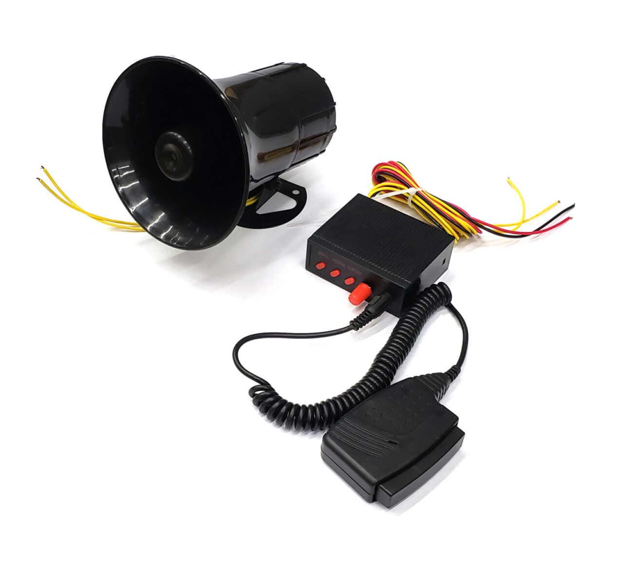 BOCINA SIRENA - 12V 50W 3 TONOS CON MICROFONO - 