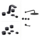 Juego De Griferia Bimando Mate Negro Para Baño Linea N44