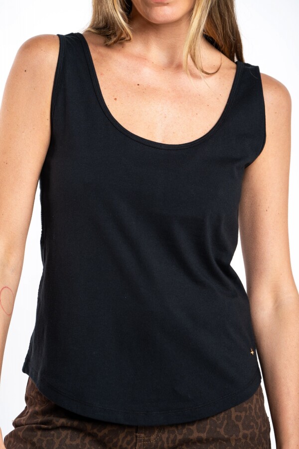 Musculosa Algodón Peinado Negro