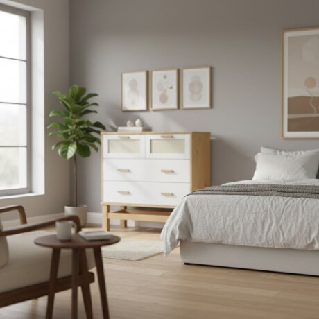 CÓMODA CAJONERA GUARDARROPA 4 CAJONES EN MADERA MACIZA CON RATAN CÓMODA CAJONERA GUARDARROPA 4 CAJONES EN MADERA MACIZA CON RATAN