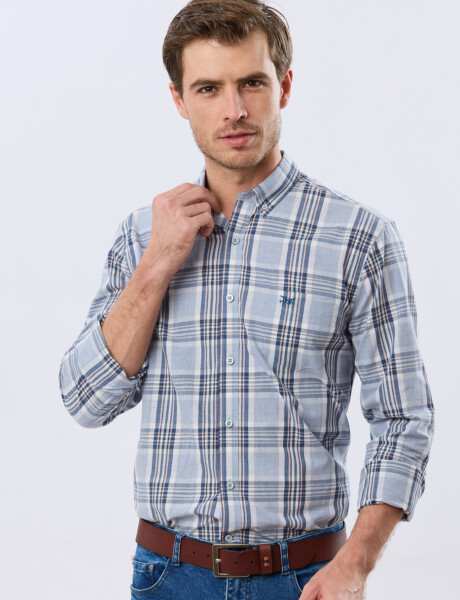 CAMISA CUADROS Celeste