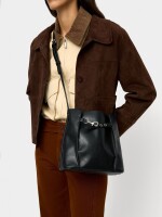 Bolso Bombonera Con Pliegues Laterales negro