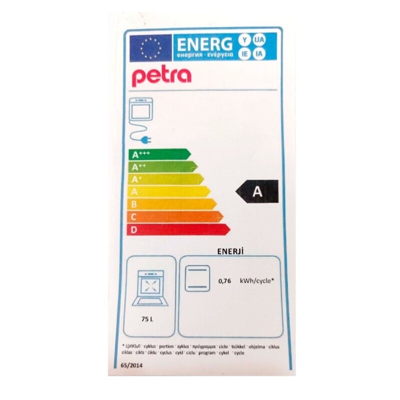 Horno empotrable eléctrico Petra HEEN 75L negro Horno Empotrable Eléctrico Petra Heen 75l Negro