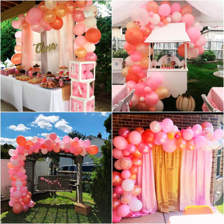 Set Globos N20 112pcs Rosa y Dorado Fiesta Cumpleños Rosa