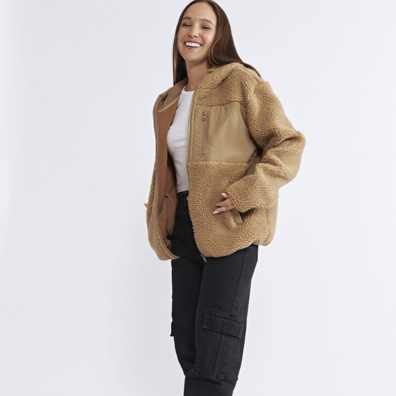 Campera Dama Sherpa Combinada N+ Camel