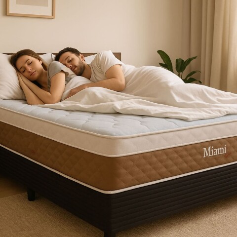 Dos Plazas Sommier Miami Espuma y Resortes con Box Doble 140 x 188 x 59 cm - 120 Kg Dos Plazas Sommier Miami Espuma y Resortes con Box Doble 140 x 188 x 59 cm - 120 Kg
