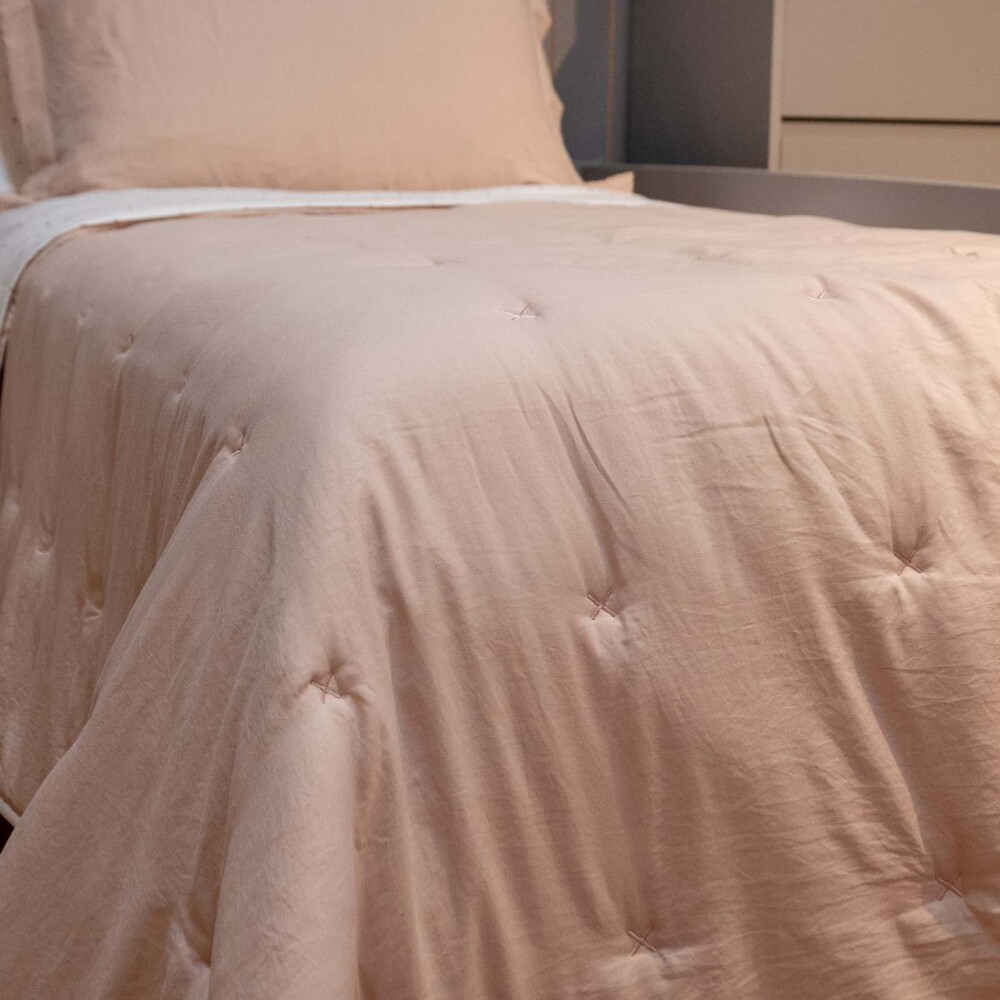 SET ACOLCHADO FIBRA SUAVE 1 PLAZA POLIESTER VERDE CROSS